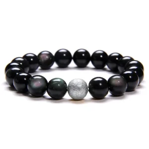 Bracelet Femme Perles Noires Boule