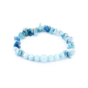 Bracelet Perles Bleues Femme Pierre