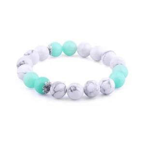 Bracelet Perles Turquoises Femme Pierre