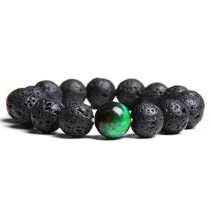 Bracelet Perles Noires Homme Œil De Tigre