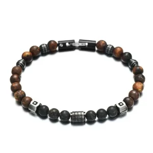 Bracelet Perles Onyx Homme Pierre