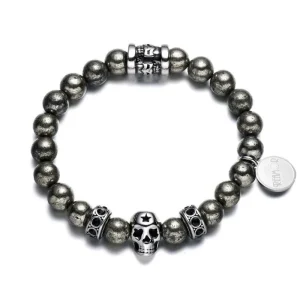 Bracelet Perles Homme Tête De Mort Acier
