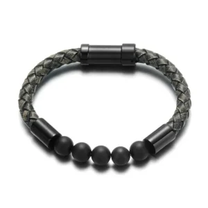 Bracelet Homme Cuir Et Perles Chic