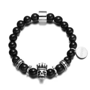Bracelet Homme Perles Couronne Boule
