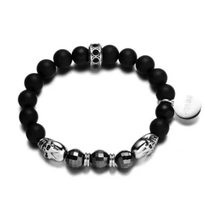 Bracelet Homme Perles Onyx Pierre