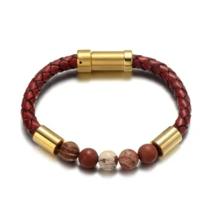 Bracelet Homme Cuir Perles Tendance