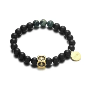 Bracelet Perles Homme Noires Mates