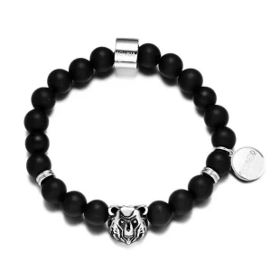 Bracelet Homme Perles Noires Boule