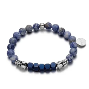 Bracelet Homme Perles Bleues Pierre