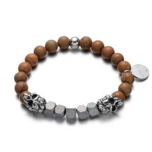 Bracelet Homme Perles Marrons Bois