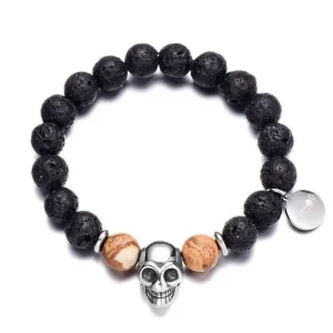 Bracelet Homme Perles De Lave Pierre