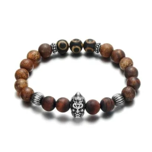 Bracelet Perles Marrons Homme Pierre