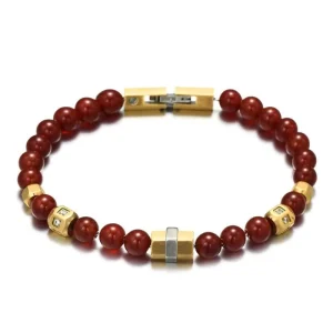 Bracelet Homme Perles Rouges Boule