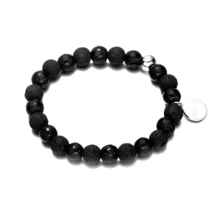 Bracelet Perles De Lave Homme Pierres Noires