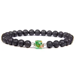 Bracelet Homme Perle Noire Pierre